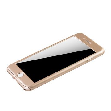 König Design Handyhülle Apple iPhone 8 Plus, Apple iPhone 8 Plus Handyhülle 360 Grad Schutz Full Cover Gold