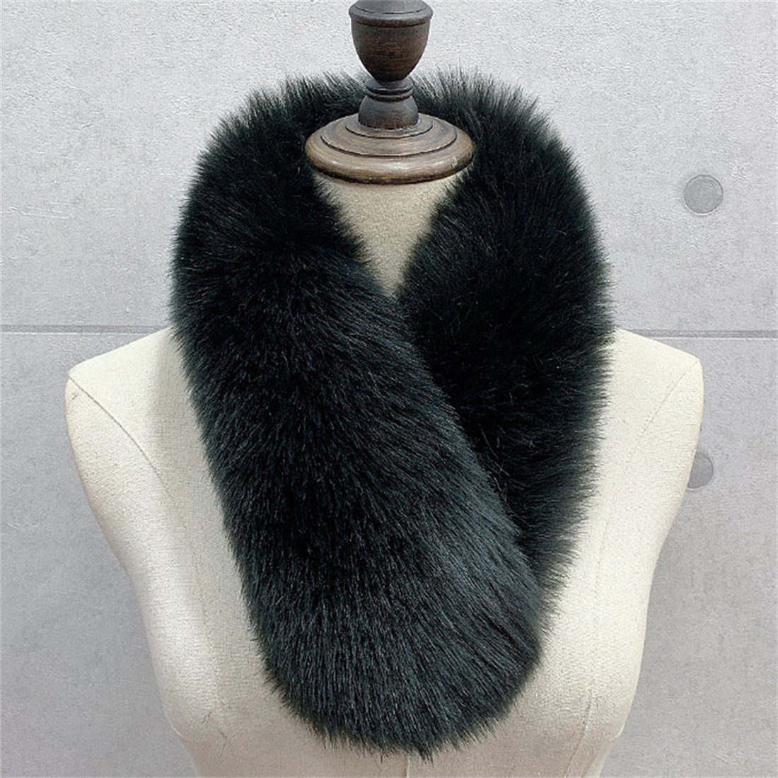 DÖRÖY Modeschal Damen Kunstpelz Warm Plüsch Schal,Winter Solid Farbe Haar Kragen Schal Schwarz