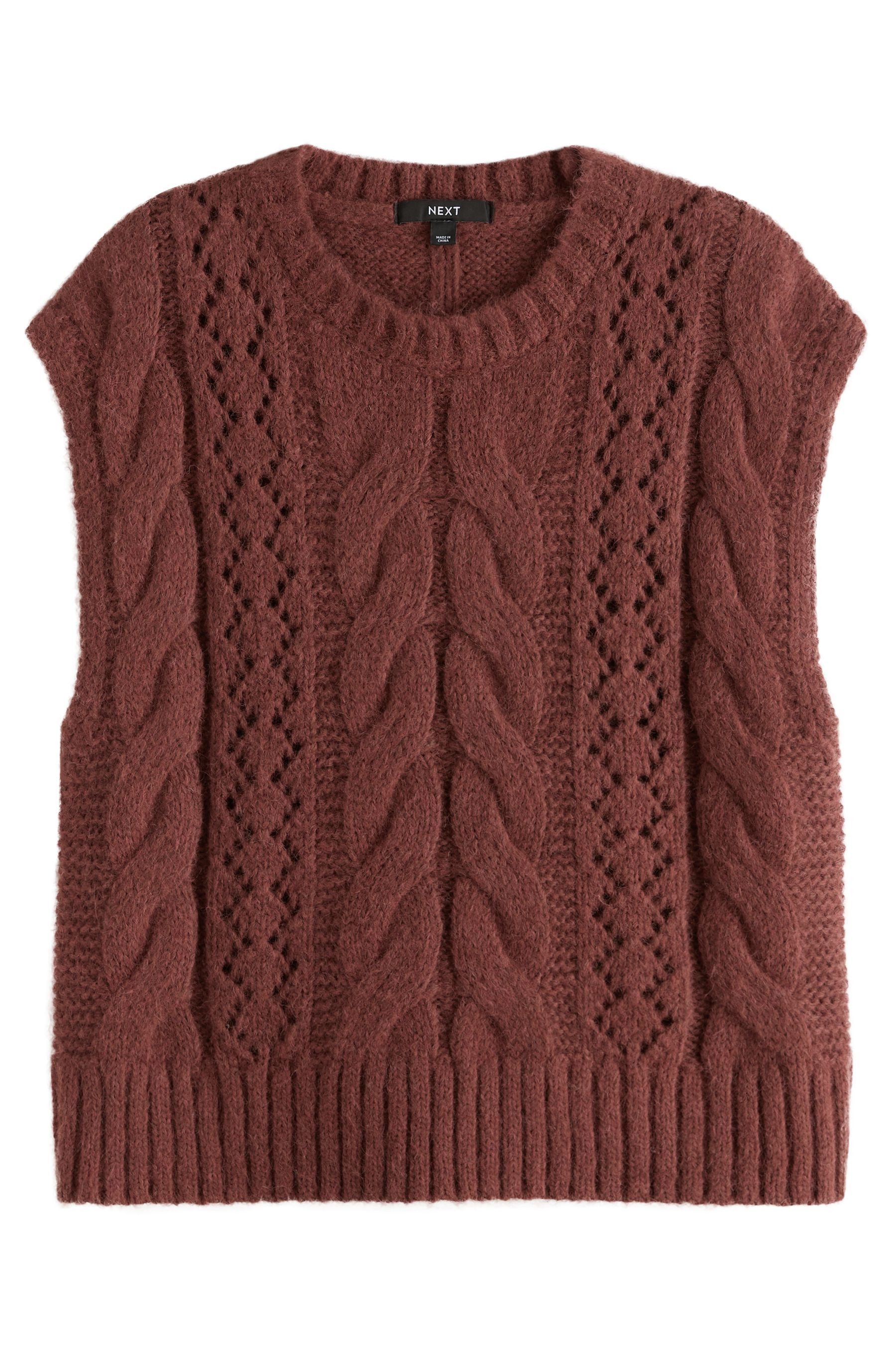 Next Stricktop Pointelle-Tanktop aus Strick mit Zopfmuster (1-tlg)