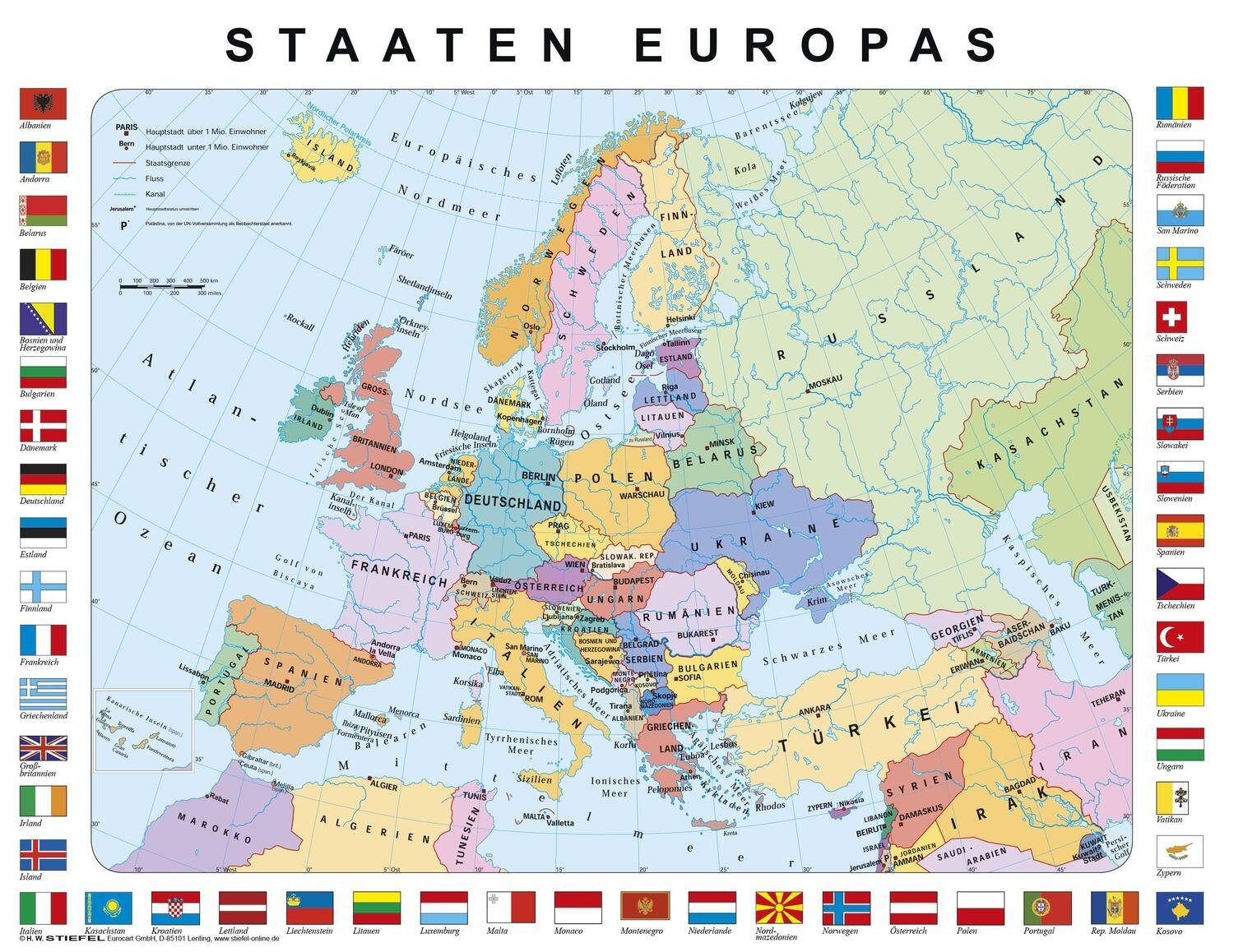 EUROCART Puzzle Staaten Puzzleteile Europas, Lernpuzzle