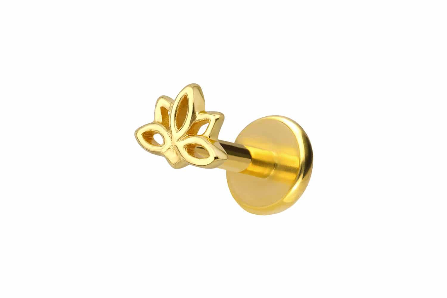 PIERCINGLINE Piercing-Set Titan Labret mit Innengewinde + 925er Silber Aufsatz LOTUSBLÜTE (Labrets, 1-tlg)
