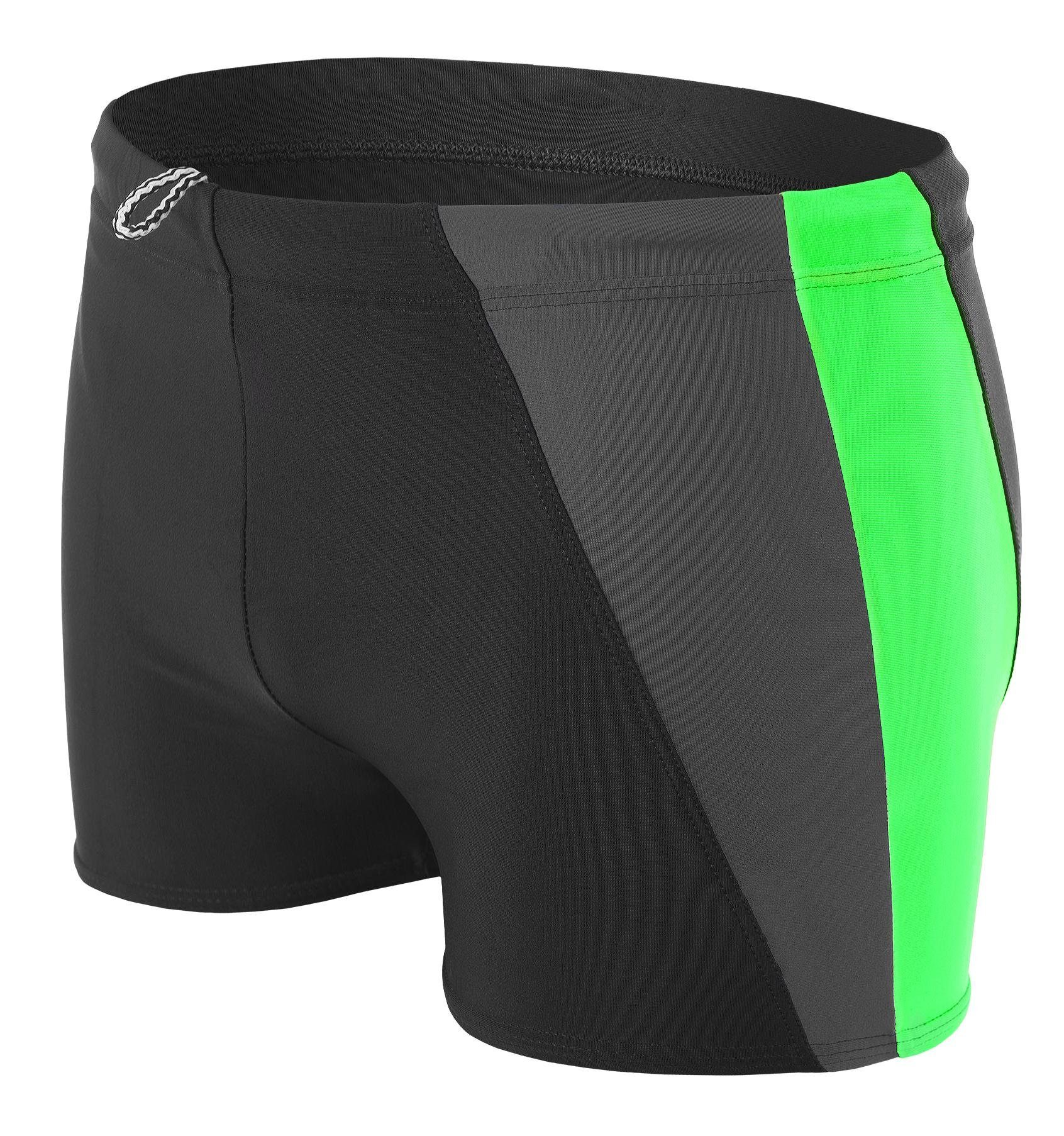 Aquarti Badehose Aquarti Herren Badehose Kurz mit Seitlichem Streifen Schwarz / Grau / Grün