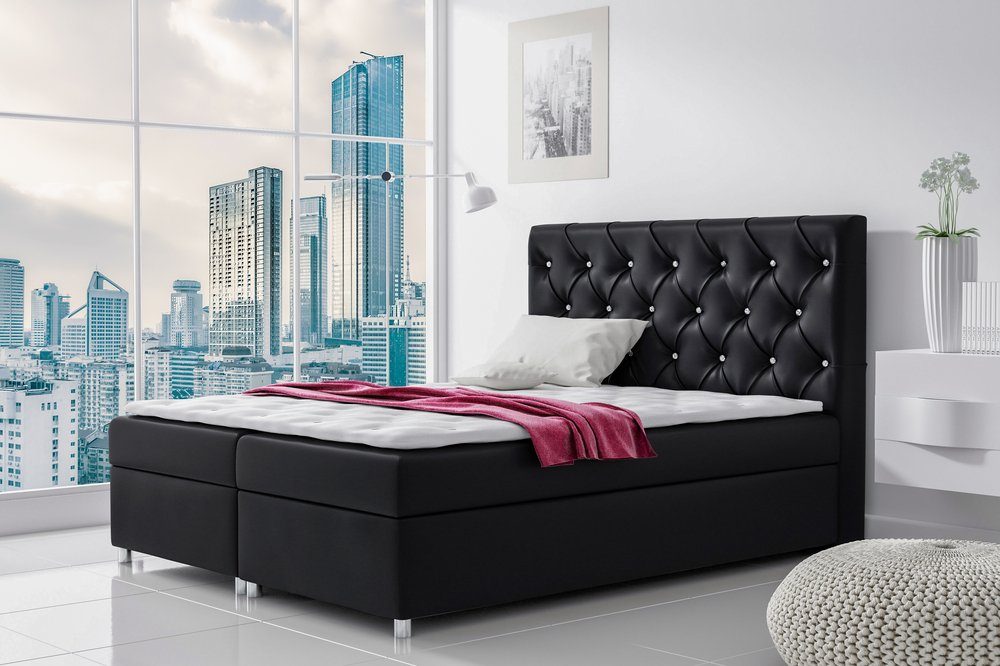 99rooms Boxspringbett Bertrand (Schlafzimmerbett, Bett), mit Taschenfederkern Matratze, Topper, Bettkasten, Kopfteil gepolstert