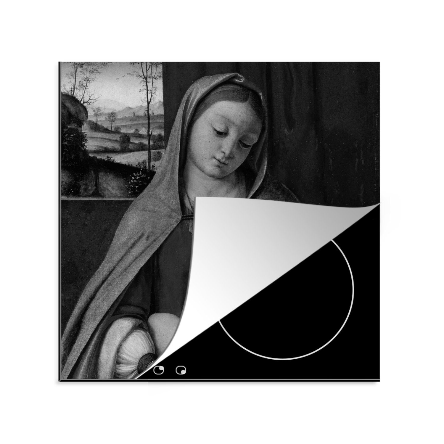 (1 Arbeitsplatte Leonardo Ceranfeldabdeckung, Herdblende-/Abdeckplatte da Vinyl, für Vinci, tlg), 78x78 cm, MuchoWow küche