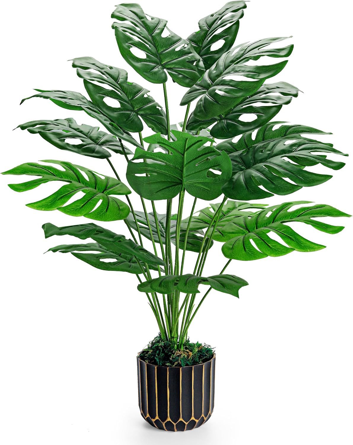Kunstpflanze 71 cm Künstliche Monstera Pflanze mit Übertopf, UV-beständig künstliche Monstera, Pflegeleicht und geruchlos, flexibel …