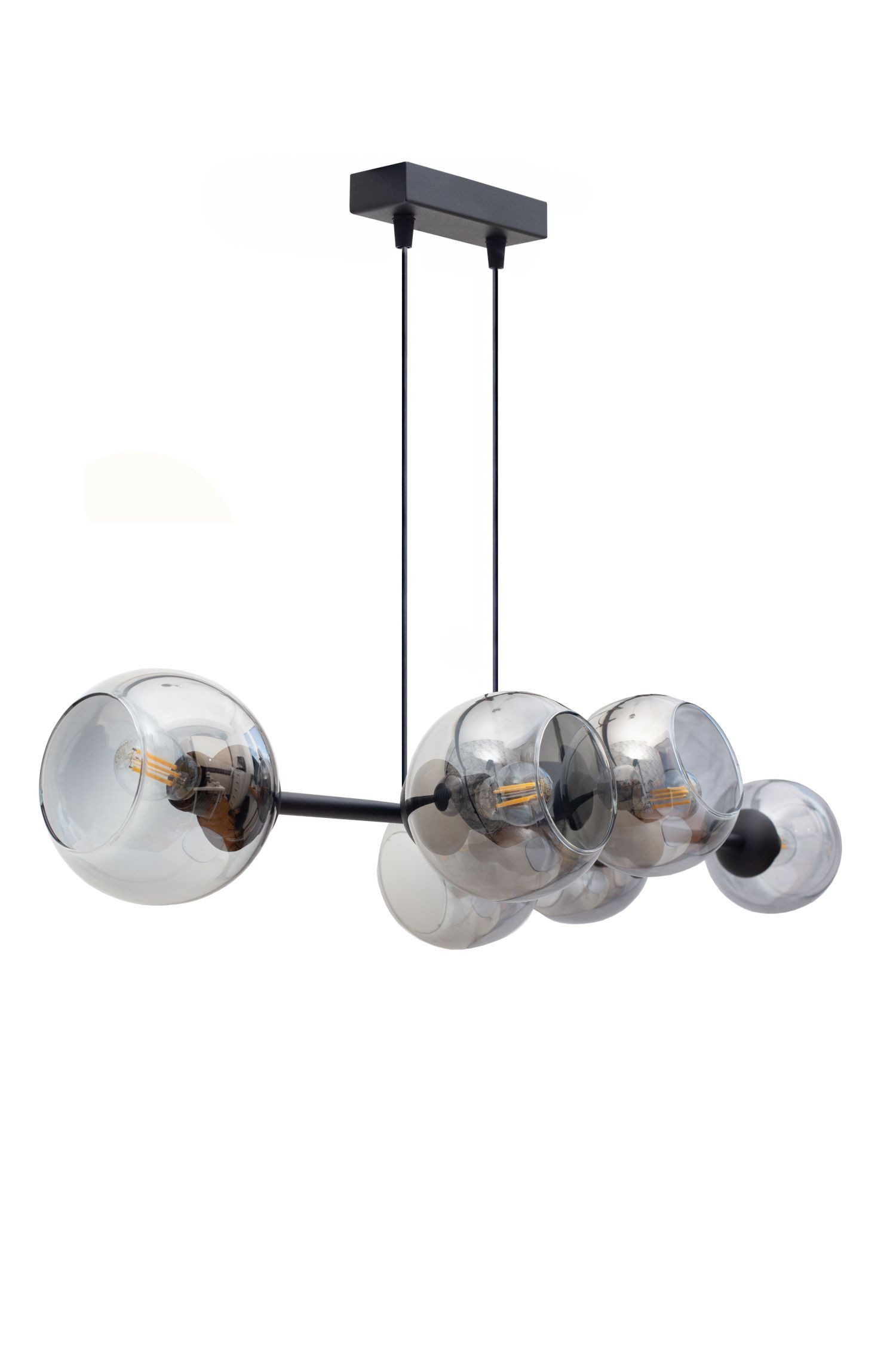 Licht-Erlebnisse Pendelleuchte STAMGUI, ohne Leuchtmittel, Metall Rauchglas E27 H: max. 90 cm Schwarz Rauchgrau Kugel Schirm