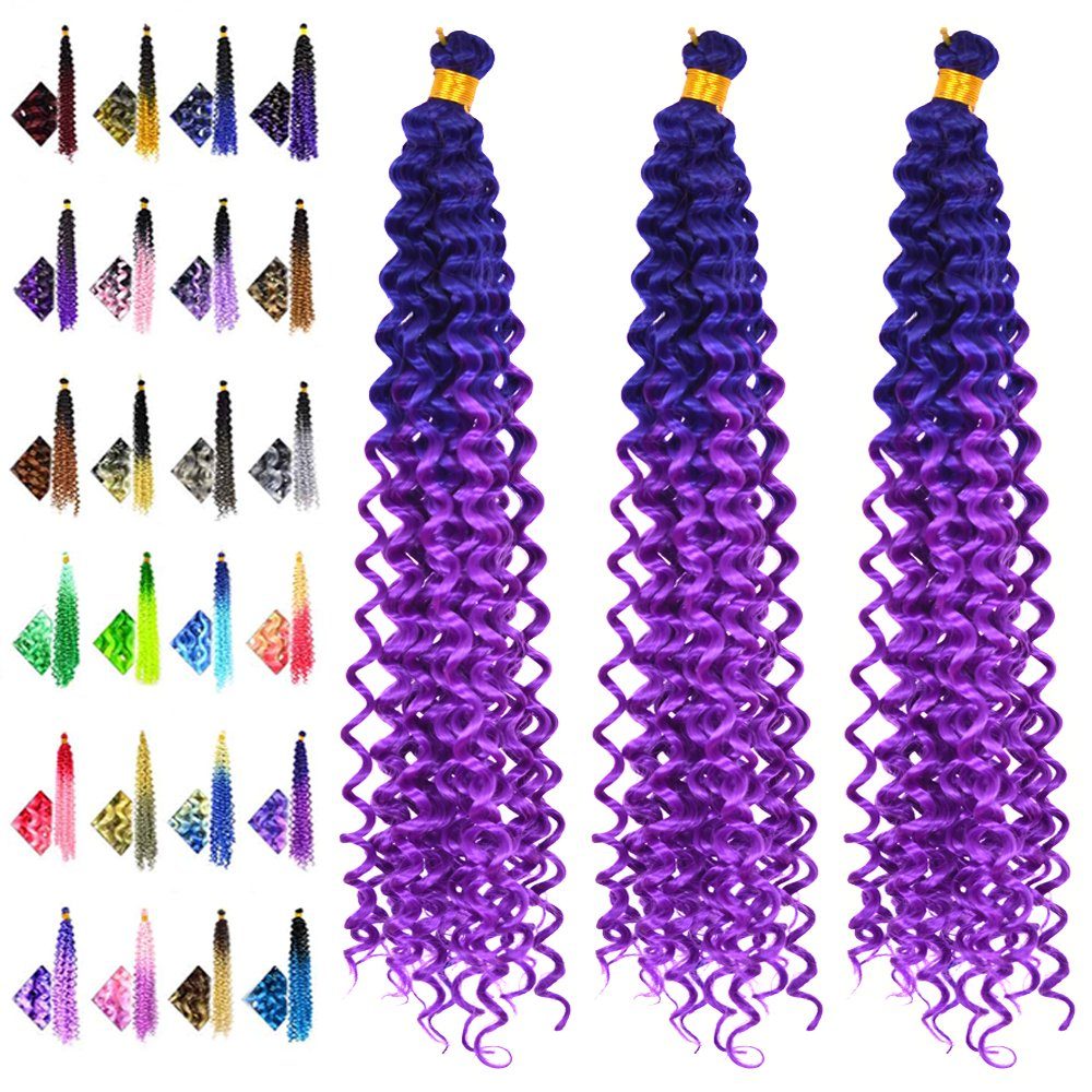 MyBraids YOUR BRAIDS! Kunsthaar-Extension Deep Wave Crochet Braids 3er Pack Flechthaar Ombre Zöpfe Wellig