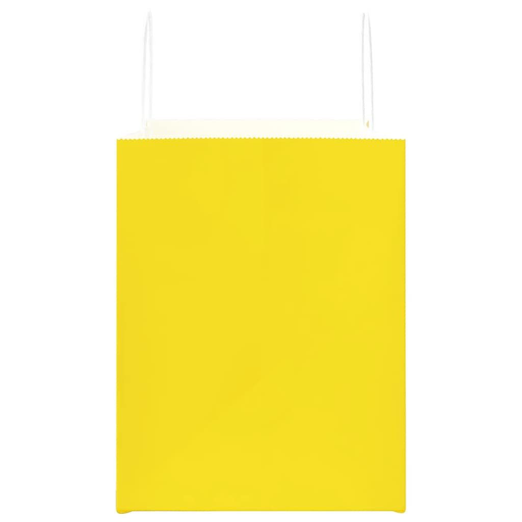 vidaXL Tragetasche, Papiertragetaschen 50 Stk. mit Henkeln Gelb 32x22x28 cm