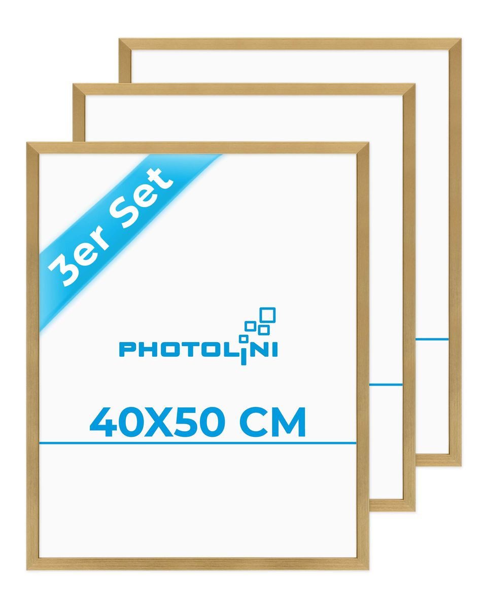 PHOTOLINI Bilderrahmen 3er Set modern mit bruchsicherem Acrylglas, Holz MDF, Fotos & Poster, für 3 Bilder (3er Set), Posterrahmen 40x50 cm zum Aufhängen