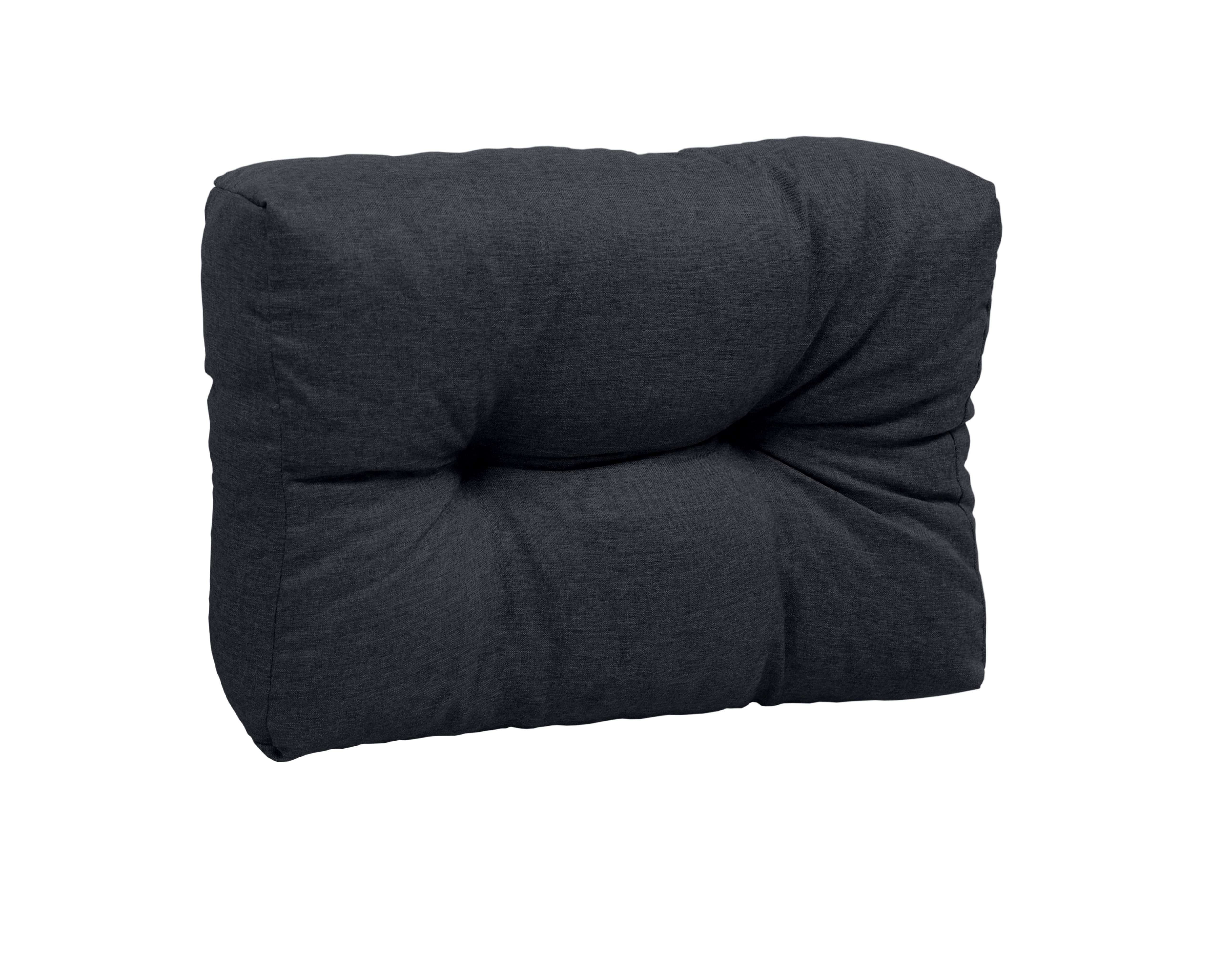 sunnypillow Rückenkissen Palettenkissen gesteppt Seitenkissen 60 x 40 x 15 cm, Schwarz