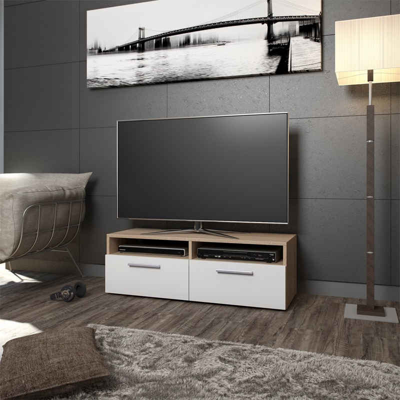 Vicco Lowboard Fernsehschrank Sideboard DIEGO Sonoma / Weiß