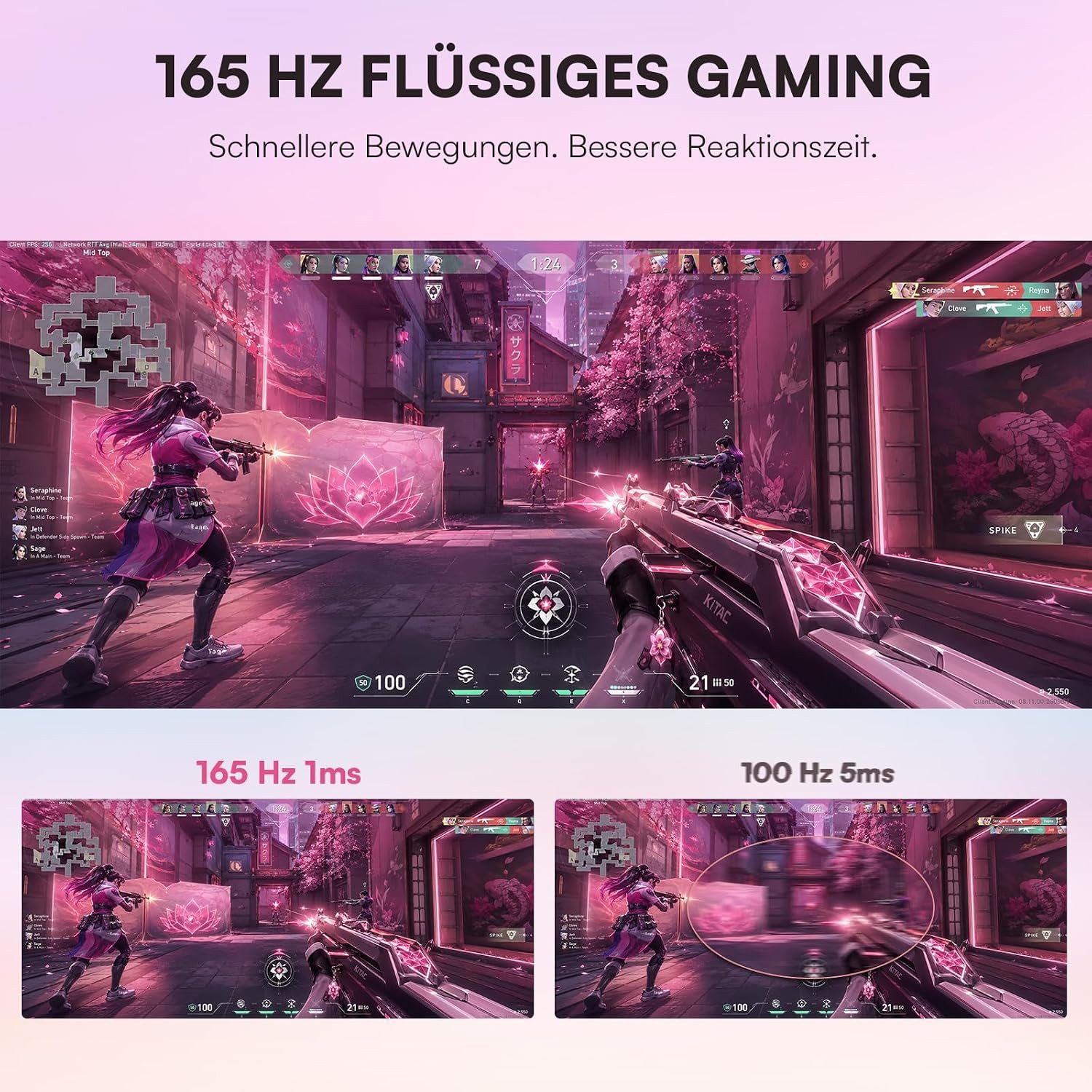 Great Voell 34-Zoll-Rosa-Gaming-Monitor, 4K, 165 Hz, PIP/PBP, 1500R, HDR10 Curved-Gaming-Monitor (86,36 cm/34 ", 3440 x 1440 px, UWQHD, 1 ms Reaktionszeit, 165 Hz, VA LED, HDR, Ultraweit gebogener Gaming & Home Office Monitor, 127% sRGB)