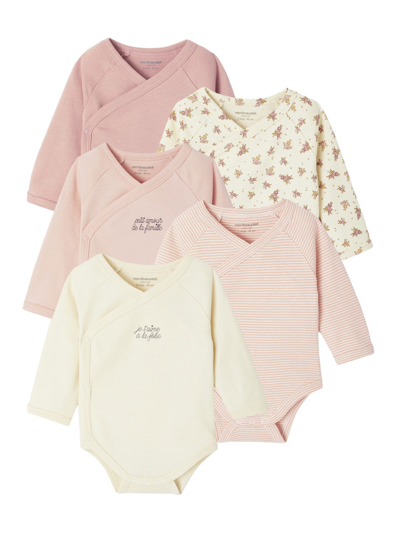 vertbaudet Body 5er-Pack Baby Wickelbodys mit langen Ärmeln 5er-Pack – Bild 2 von 5