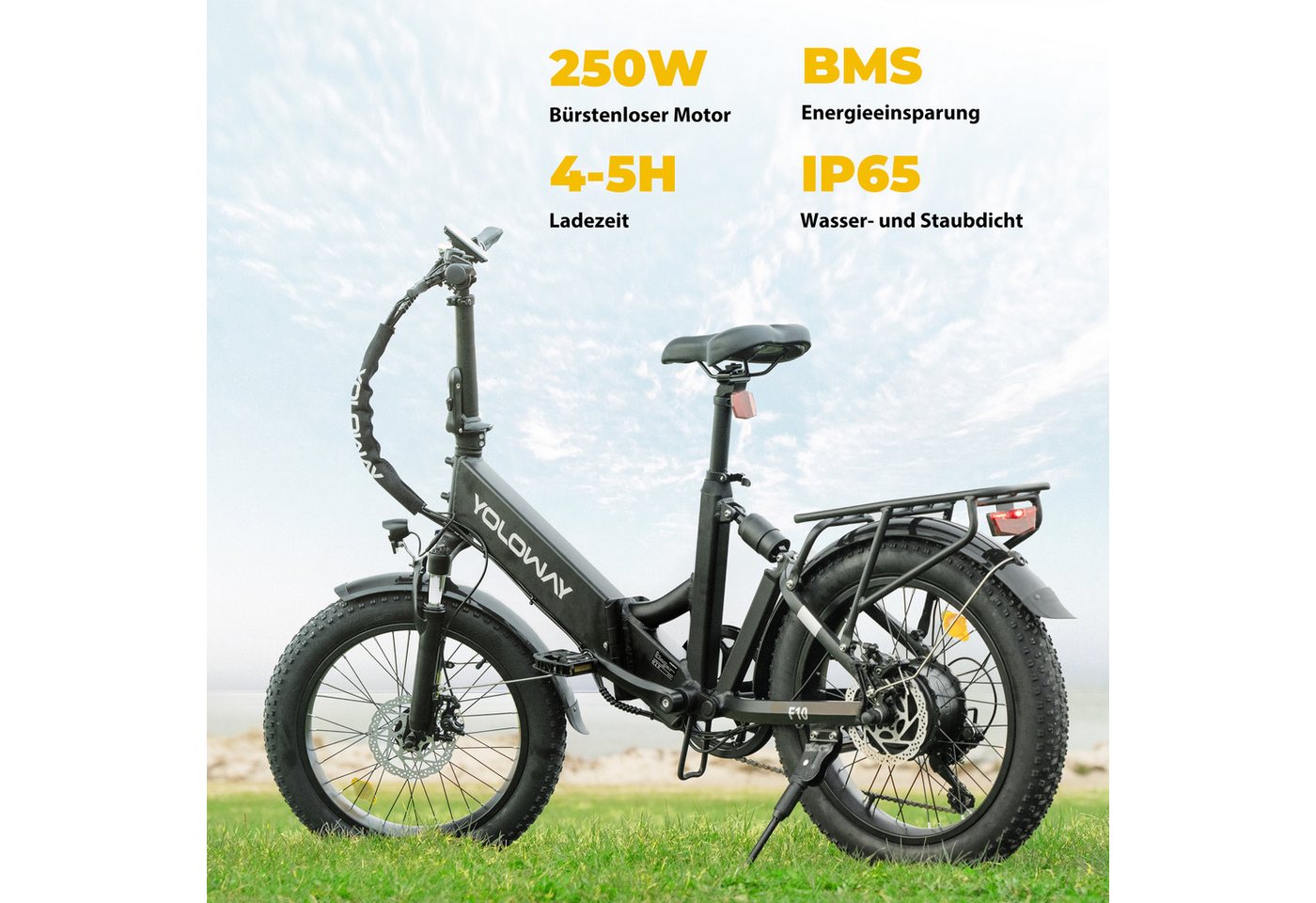 Thumbnail - Vankel E-Bike Faltrad Klapprad Elektrofahrrad mit 20*3,0 Zoll Reifen, Fatbike, 7 Gang SHIMANO, Kettenschaltung, Heckmoto...