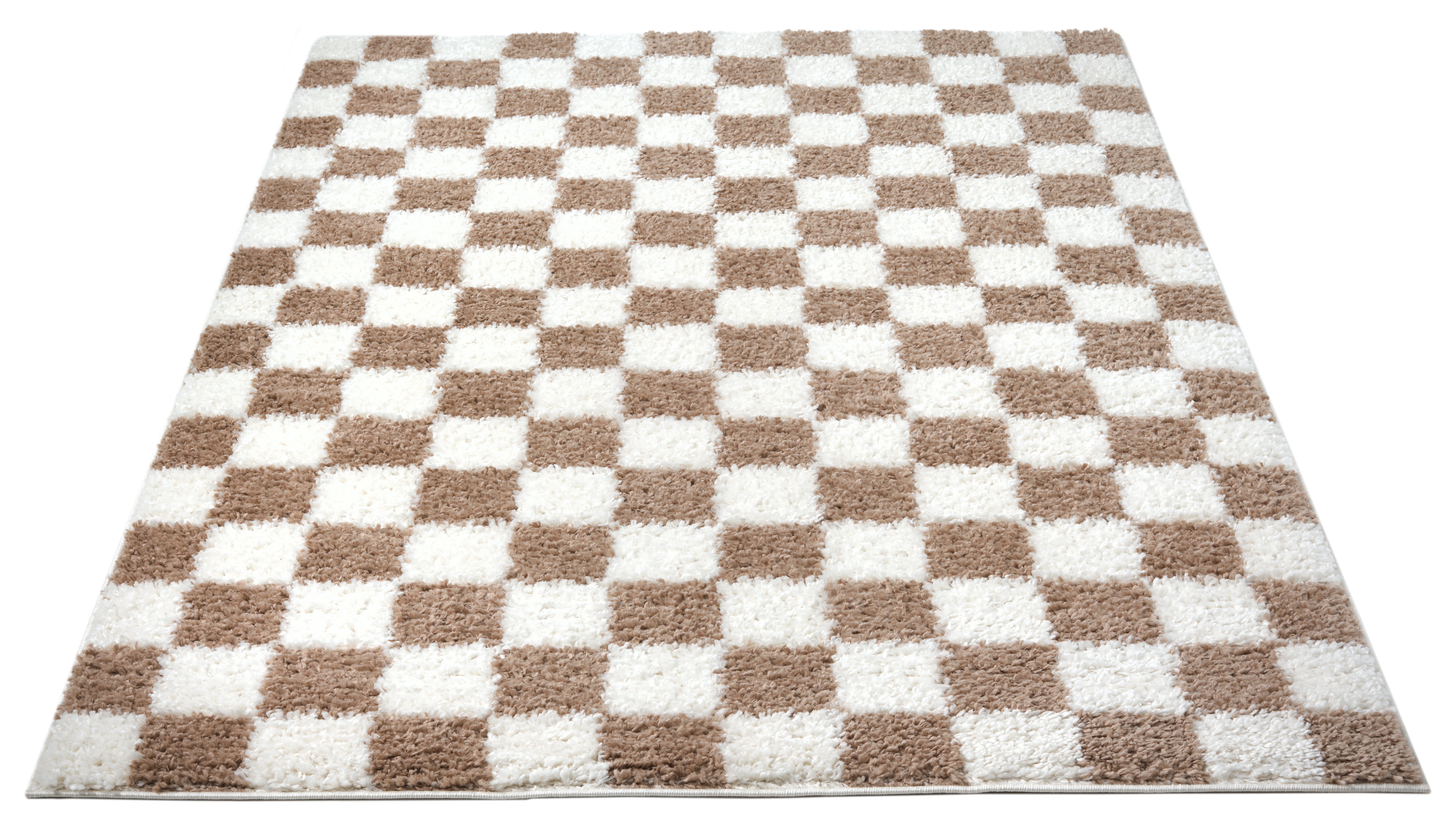 OTTO home Hochflor-Teppich Kiiki, Karo-Muster, rechteckig, Höhe: 30 mm, Kariert, auffälliges Schachbrettmuster, Wohnzimmer, Schlafzimmer
