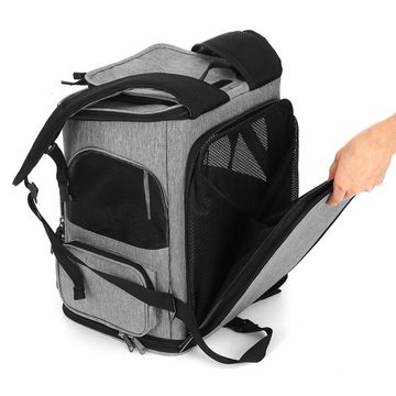 Insma Tiertransporttasche, Rucksack für Hunde Katze bis 8kg erweiterbar+Matte