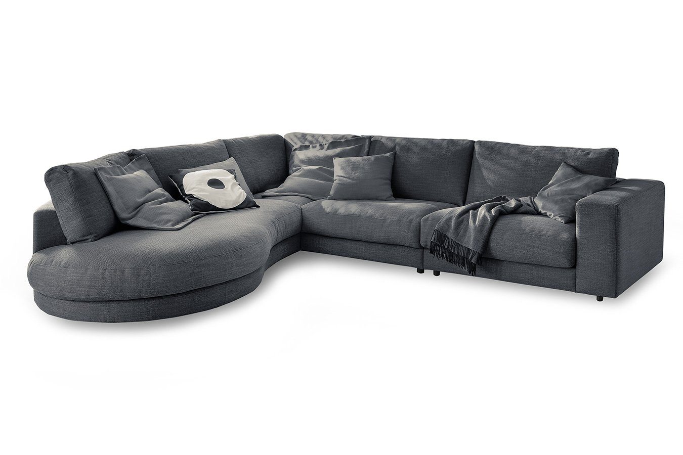 daslagerhaus living Big-Sofa Ecksofa Downtown Stoff dark grey