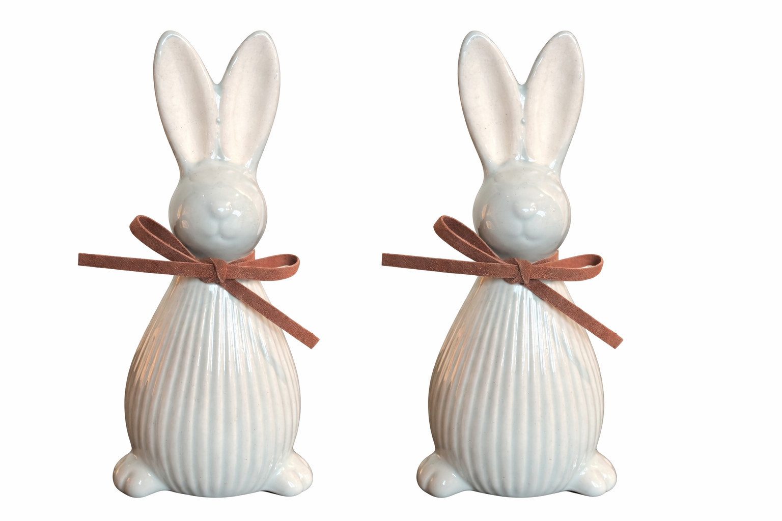 finehomegarden Osterhase Keramik Hase 2er Set Dekofigur Ø7cm H17cm mint Skulptur Deko (Set, 2 St., 2er-Set), Ostern Osterdeko Frühjahrsdekoration Wohnaccessoire 613047-41