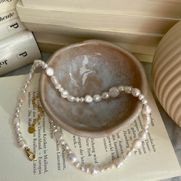 Brandlinger Perlenkette Halskette Fiji, Silber 925 vergoldet, Süßwasserperlen