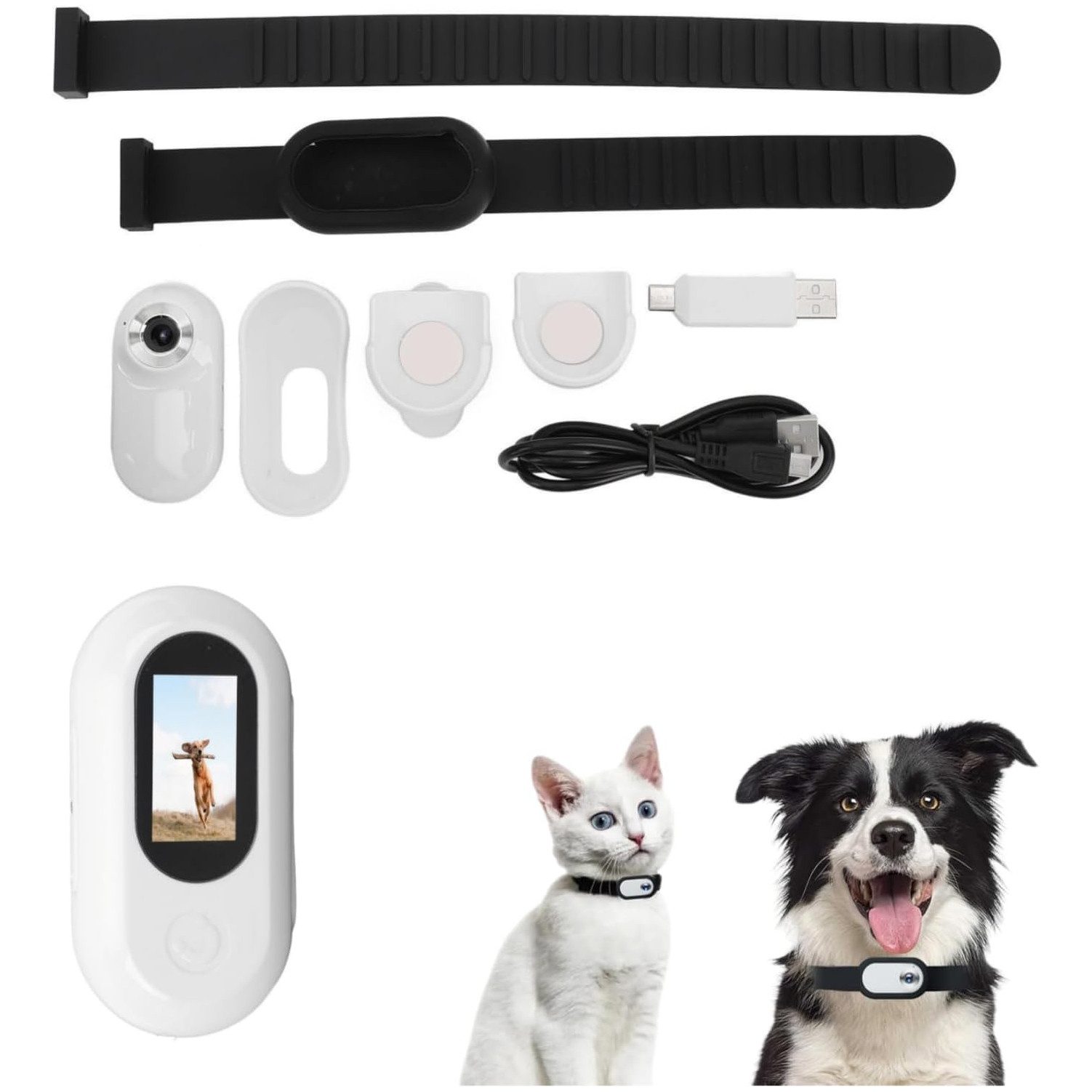 RWEUOQ Überwachungskamera HD 1080P Katzenkamerahalsband mit Videoaufzeichnung (Bildvideokamera für Reisen, Reiten, Drinnen, Draußen, Kabellose Actionkamera für Vlogs, Sport und Reisen, 1-tlg., Haustierkamera mit 170° Weitwinkel, Kleine Actionkameras, Verstellbares Haustierkamerahalsband für Hunde, Katzen)