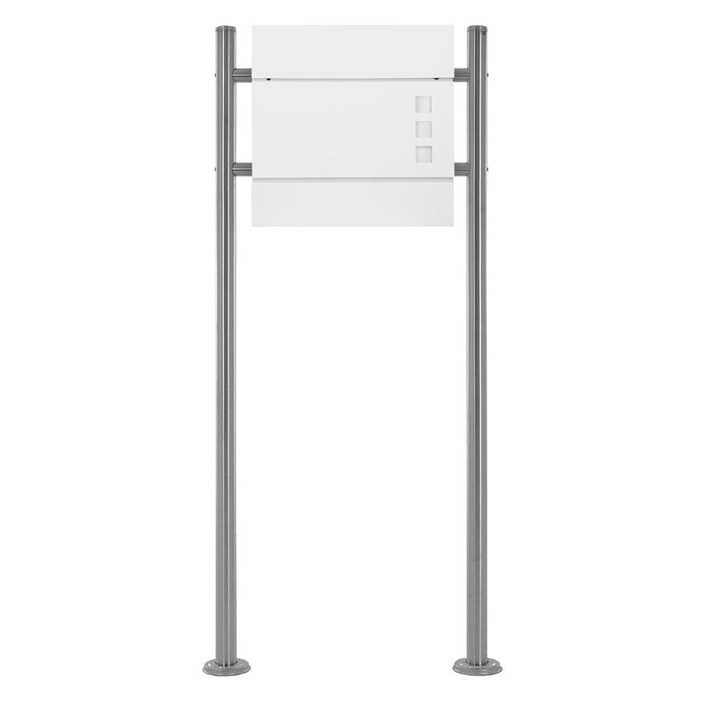 ML-DESIGN Standbriefkasten Wandbriefkasten Briefkasten Postkasten mit Zeitungsfach inkl. Standfuß, Briefkastenanlage mit Ständer Silber 120cm Mailbox mit Pfosten