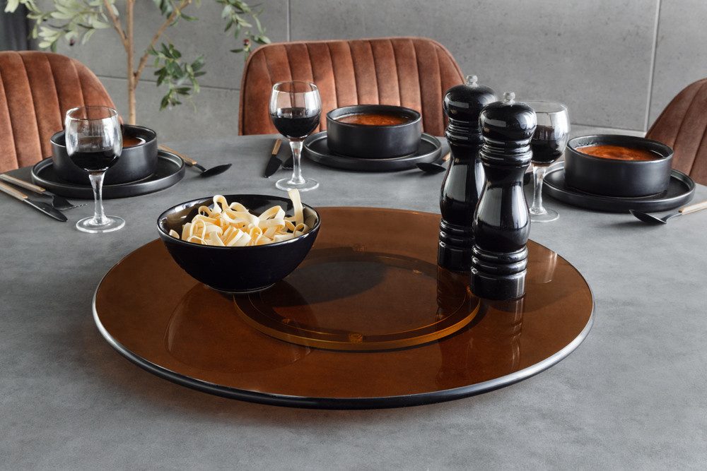 riess-ambiente Dekoteller 50cm bernstein – Glas, rund, 360° drehbar, Lazy Susan-Servierplatte (Einzelartikel, 1 St), Drehteller für Tisch & Dekoration – ideal für Ess- oder Wohnbereiche