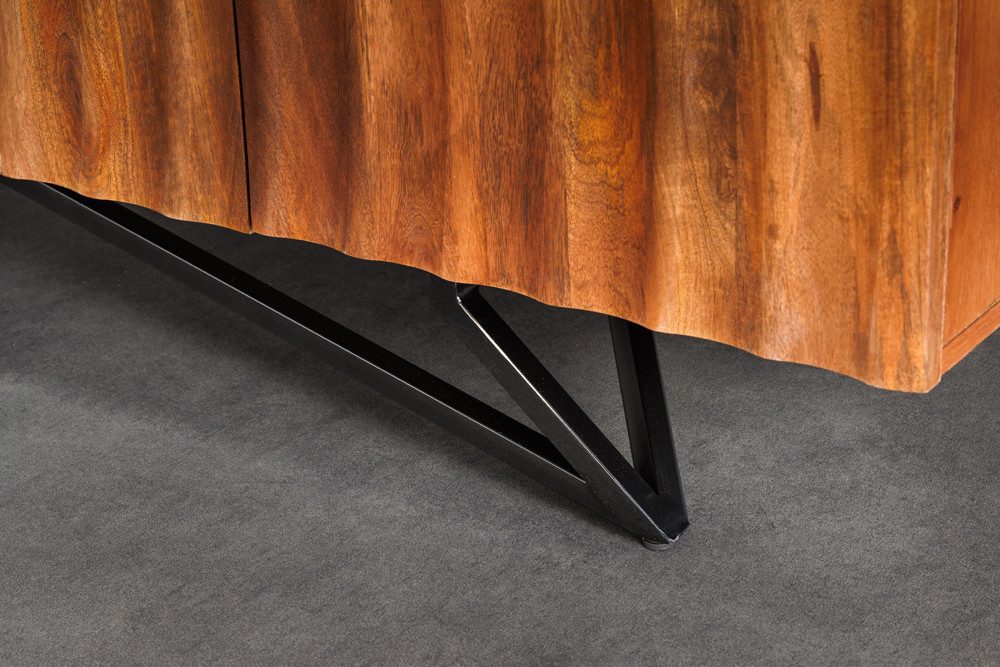 riess-ambiente Lowboard ZEN 180cm braun / schwarz (Einzelartikel, 1 St), Massivholz · Metall · Stauraum · Front Design · handmade · Wohnzimmer – Bild 5 von 5