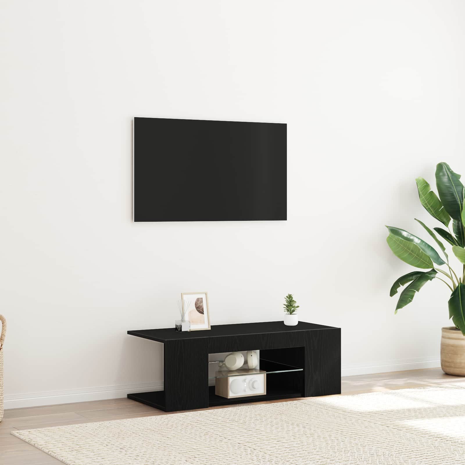 vidaXL TV-Schrank TV-Schränk 90 x 39 x 30 cm Schwarz Eichen-Optik Holzwerkstoff (1-St)