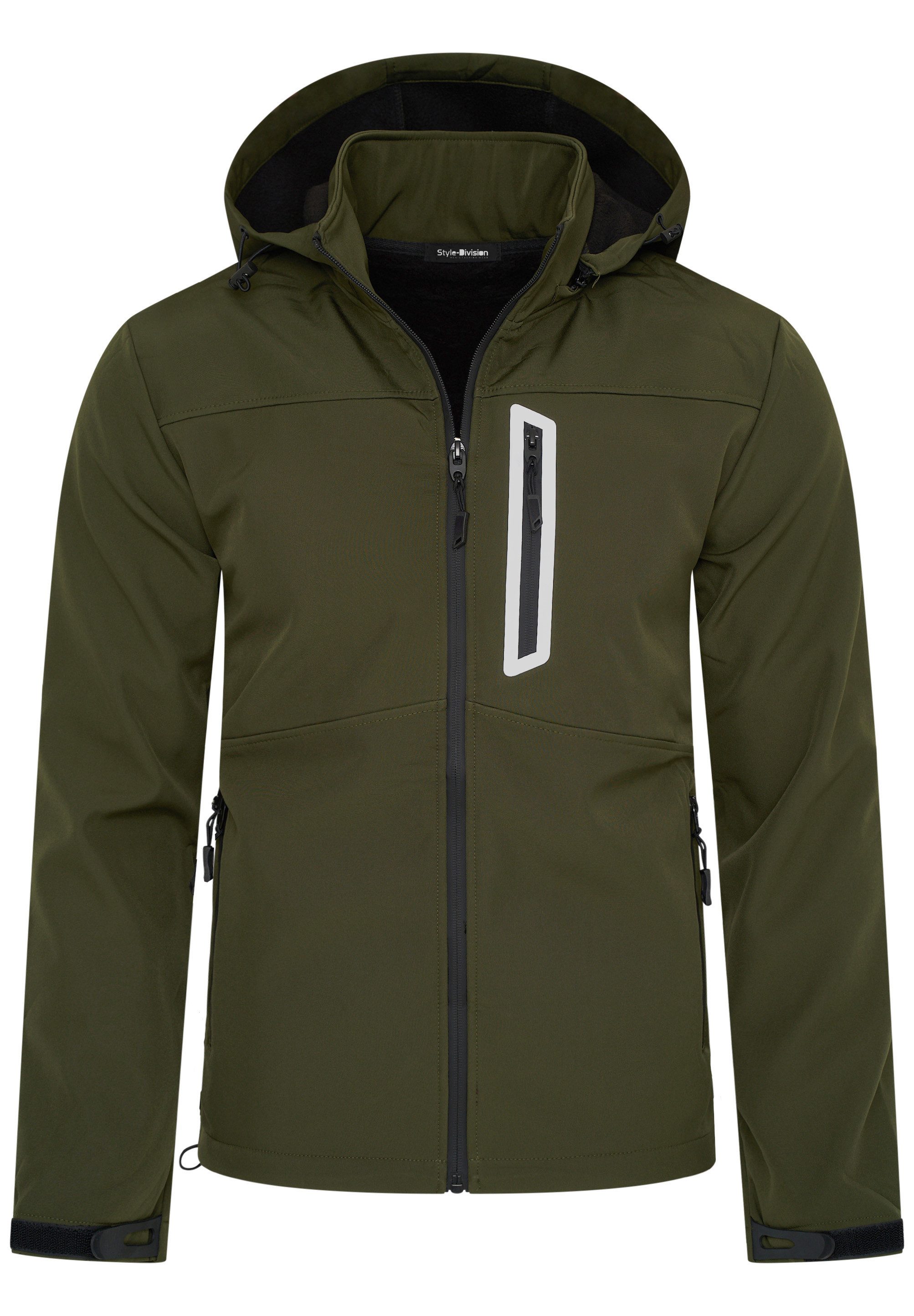 Style-Division Softshelljacke SDALTAI Herren Übergangsjacke mit Kapuze Outdoor-Jacke Funktionsjacke