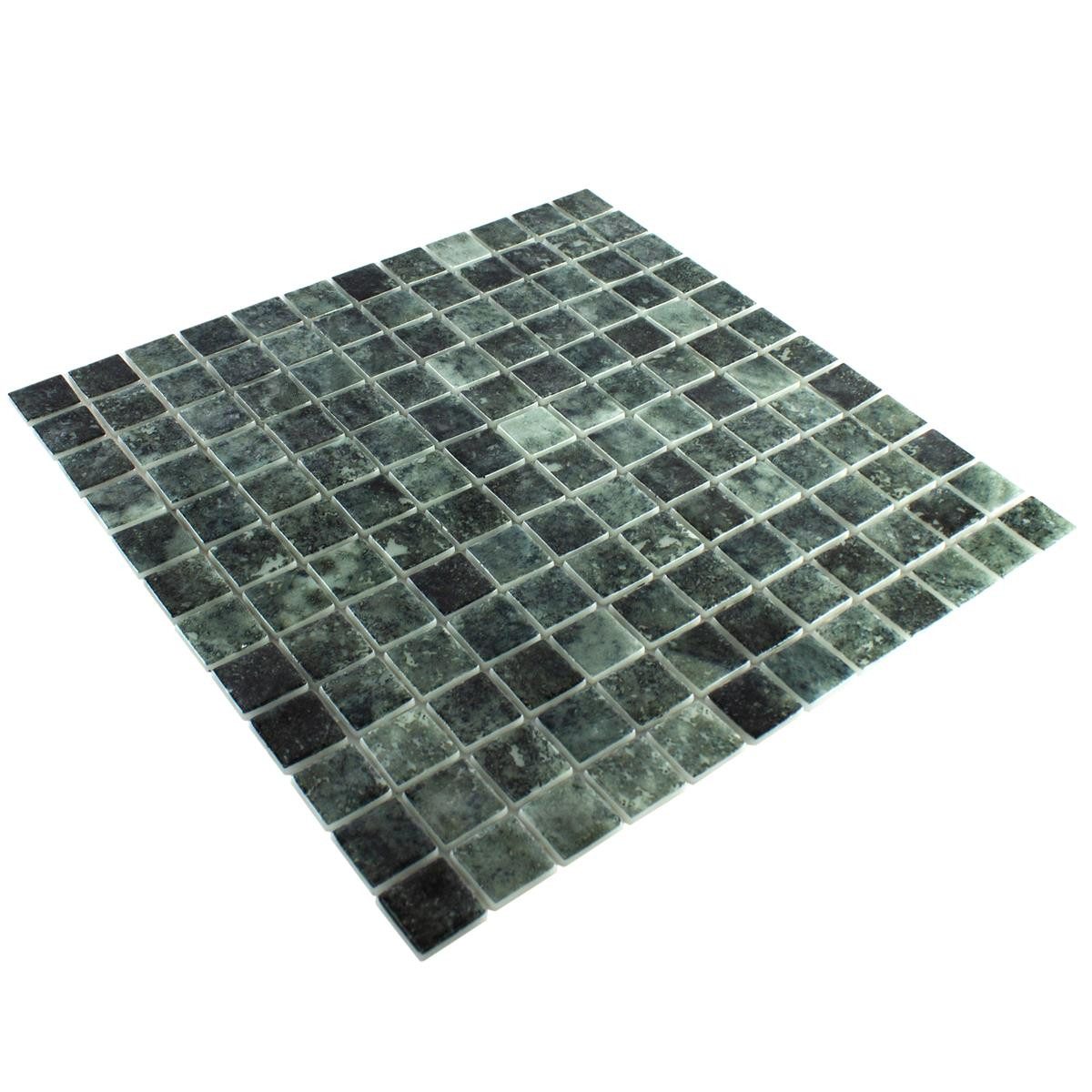 Mosafil Mosaikfliesen Glas Schwimmbad Pool Mosaik Fliesen Baltic 25x25 mm, Glas 31.600x31.600, schwarz, Punktverklebt - Frostsicher - Wasserdicht - Wasserfest - Rutschfest