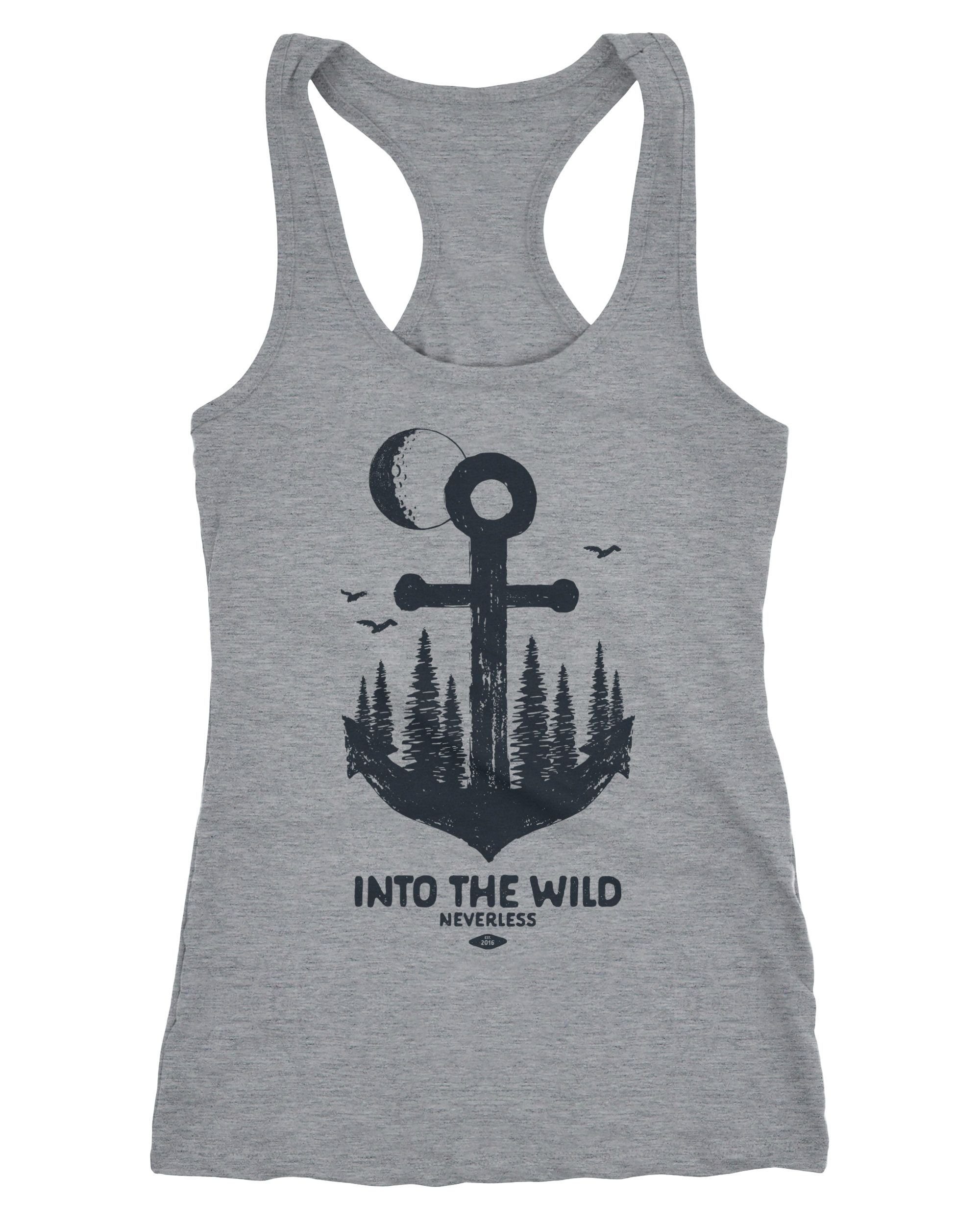 Neverless Tanktop Damen Tank-Top Anker Wald Mond Vögel Adventure Vintage Tree Anchor