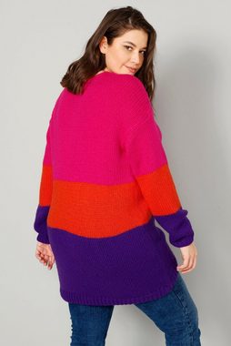 Angel of Style Strickpullover Pullover oversized Blockstreifen V-Ausschnitt