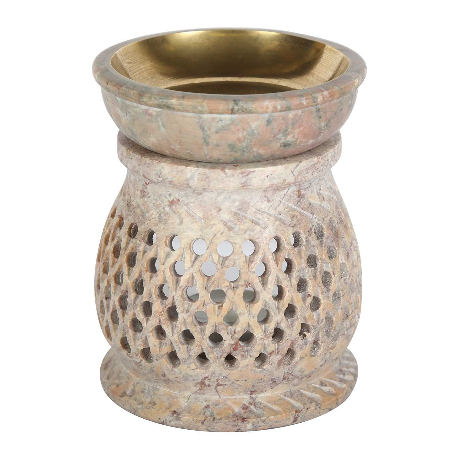 Casa Moro Duftlampe Orientalische Duftlampe Namaste aus Soapstone Diffusor Teelicht, handgeschnitzt Bunt