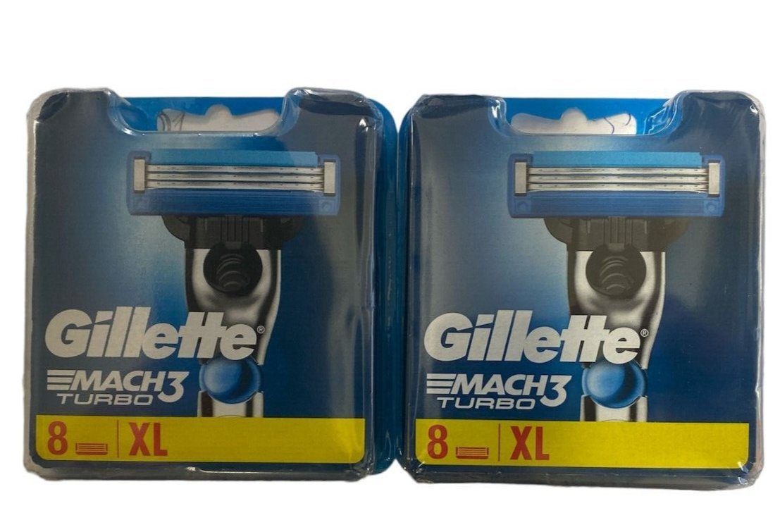 Gillette Rasierklingen 16x Gillette Mach 3 Turbo Herren Rasierklingen 2 x 8er Pack, 16-tlg. | Rasierklingen
