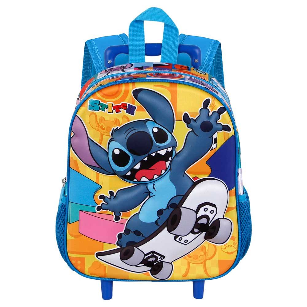 Karactermania Kinderrucksack Disney Lilo & Stitch Trolley Vorschulrucksack Kindergarten Rucksack, praktische Räder, 3D Frontprägung