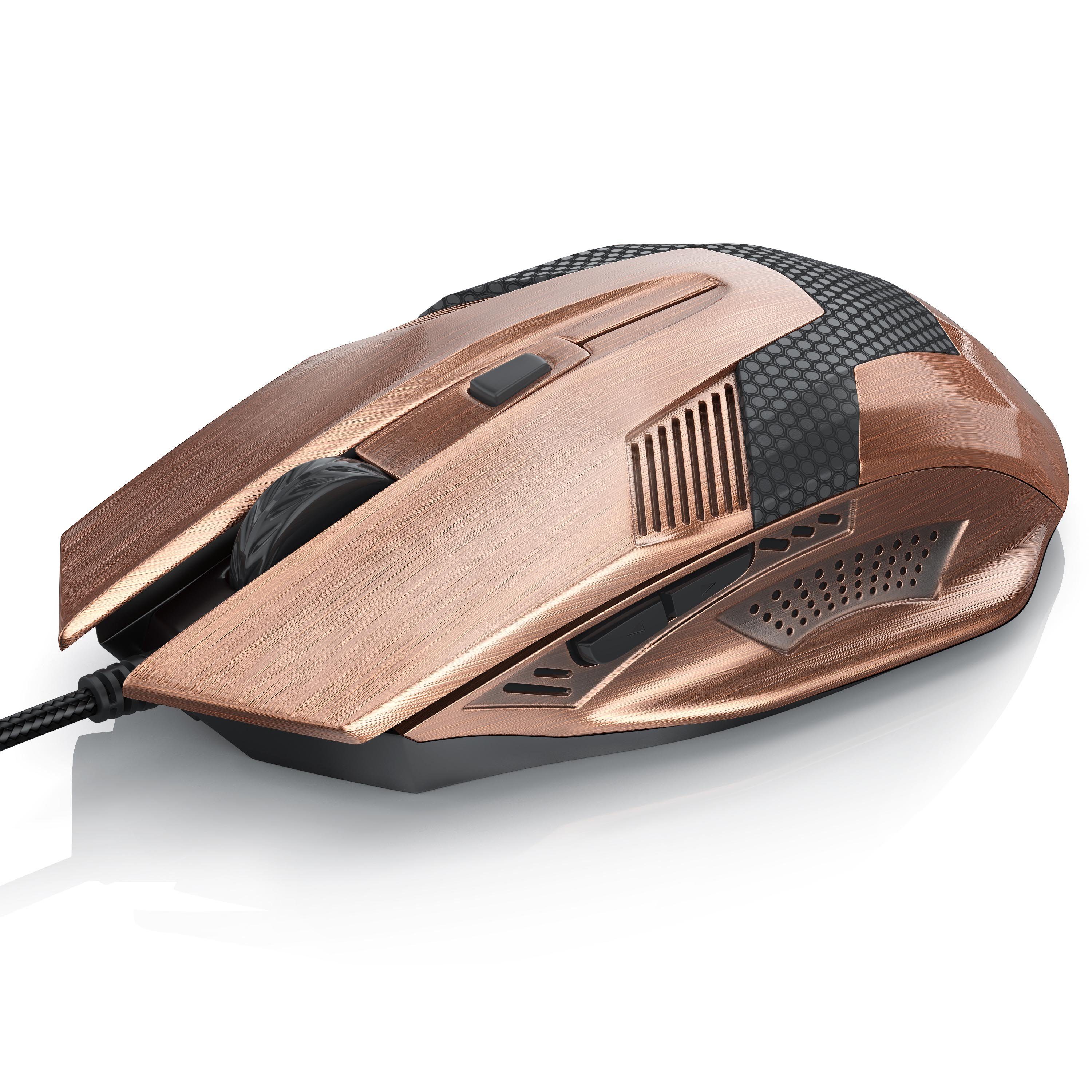 CSL Gaming-Maus (kabelgebunden, Gaming Maus im Copper-Look 2400 dpi, Abtastrate wählbar, Kupferfarben)