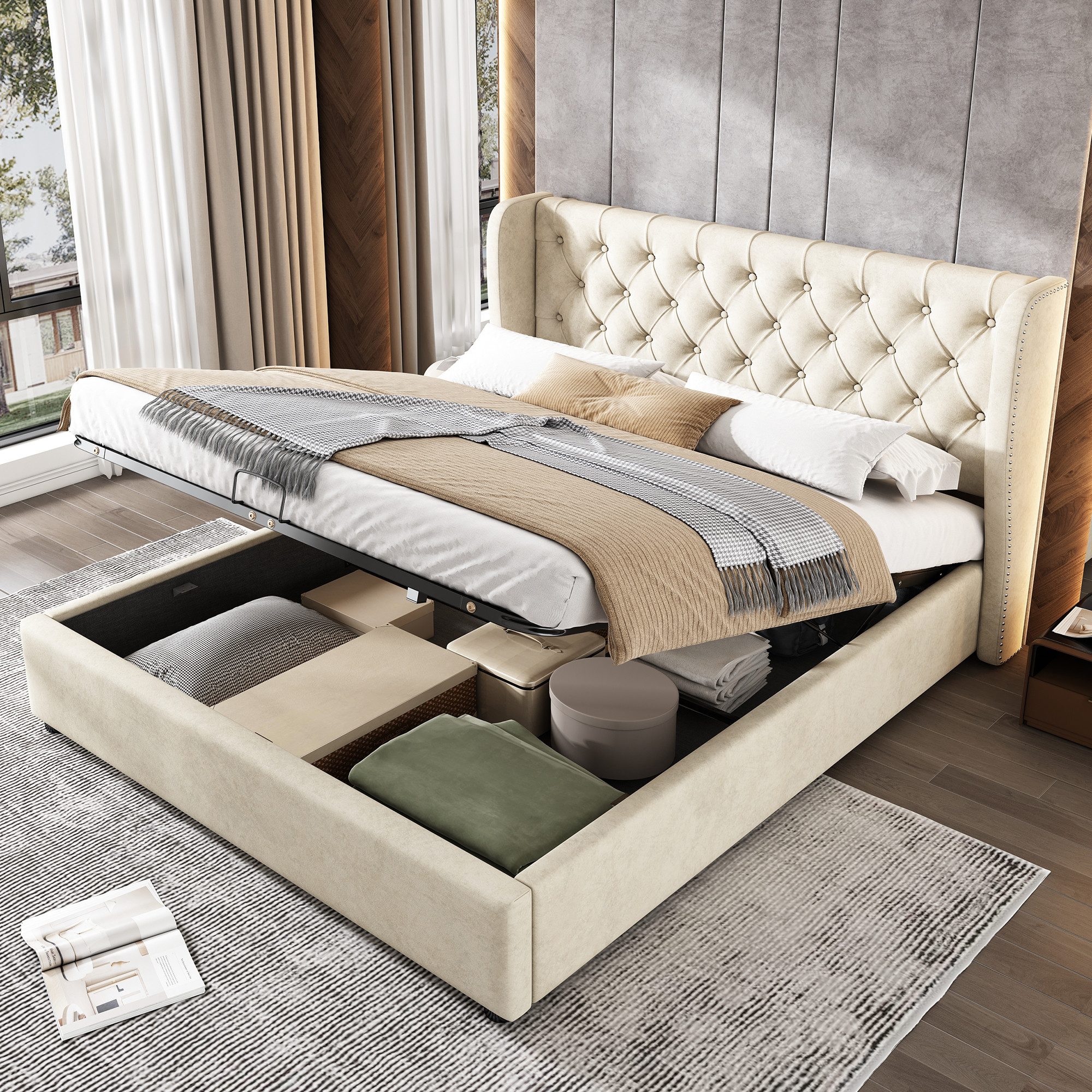 HAUSS SPOLE Polsterbett 140x200 cm Ohrenform günstig online kaufen