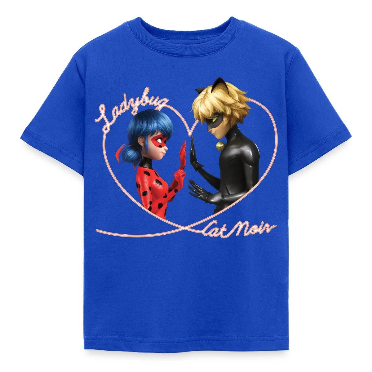 T-Shirt Miraculous Ladybug Und Cat Noir Herz Kinder T-Shirt
