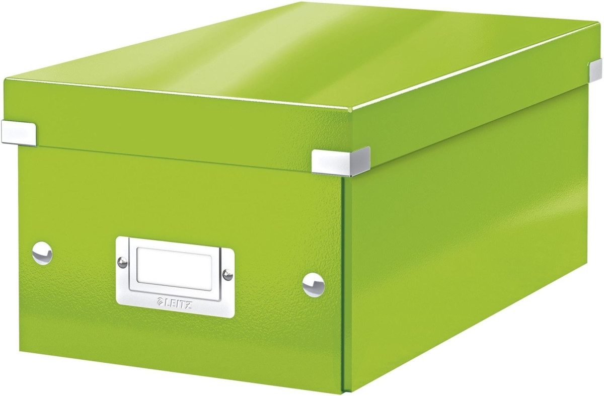 Aufbewahrungsbox Ablagebox Click & Store Wow DVD Graukarton grün.