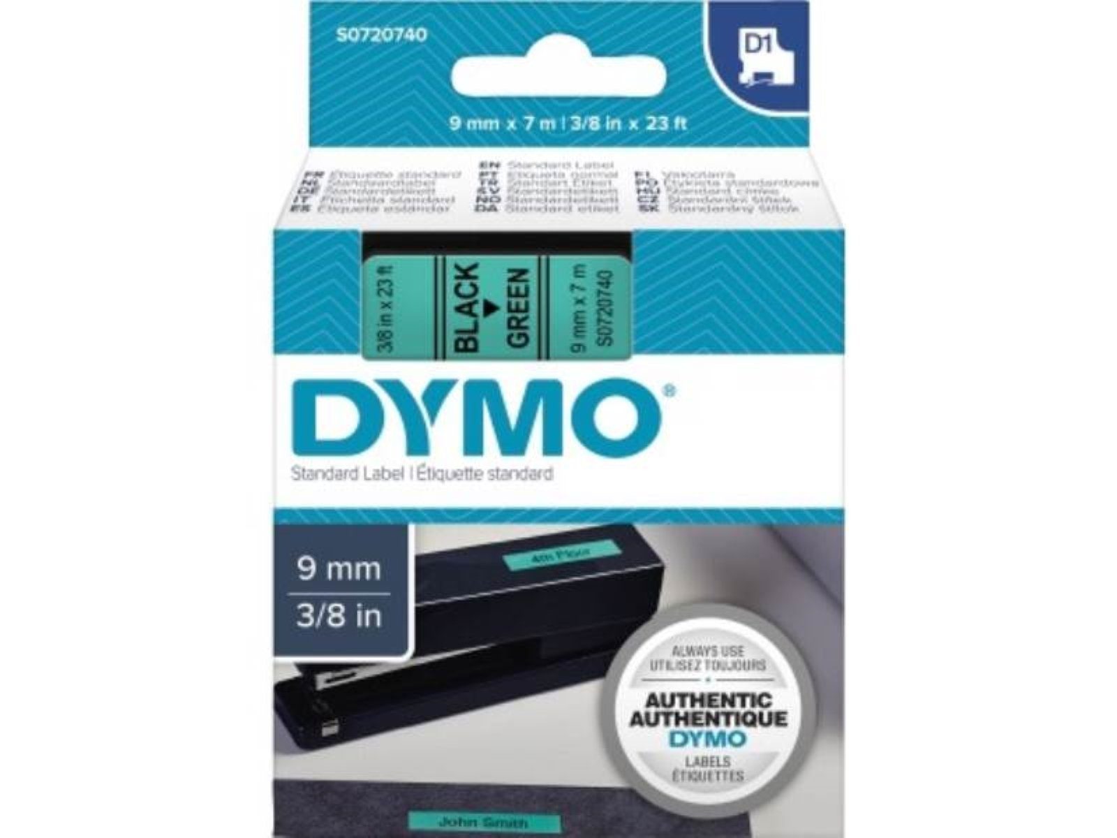 Kopierpapier DYMO Schriftbandkassette D1 S0720740 9mmx7m schwarz auf grün