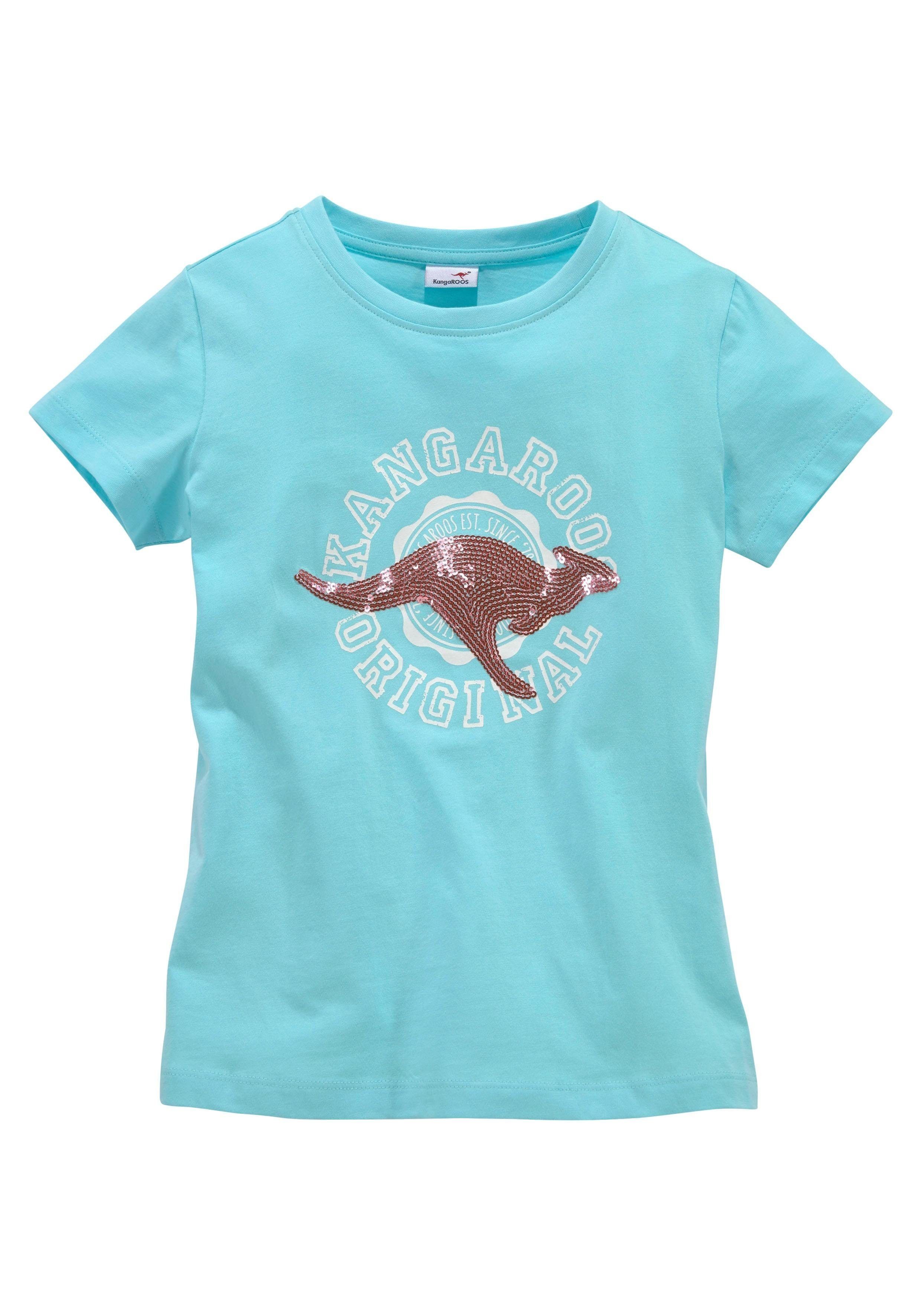 KangaROOS T-Shirt mit Paillettenapplikation Kurzarm, taillierter Schnitt, mit Logodruck und Pailletten – Bild 5 von 5