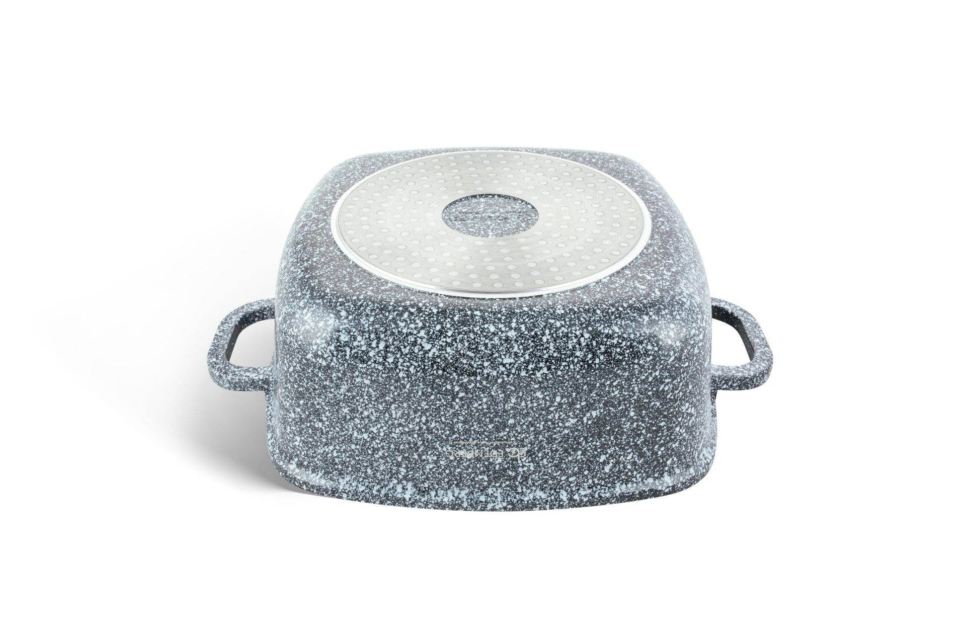 Edenberg Topf-Set Bräter, Quadratischer Topfset Kochtopf Keramik Grau Glasdeckel, Aluminiumguss (sehr hochwertig, 6-tlg., Zeitloses Design des Topfsets. Eine ideale Geschenkidee)