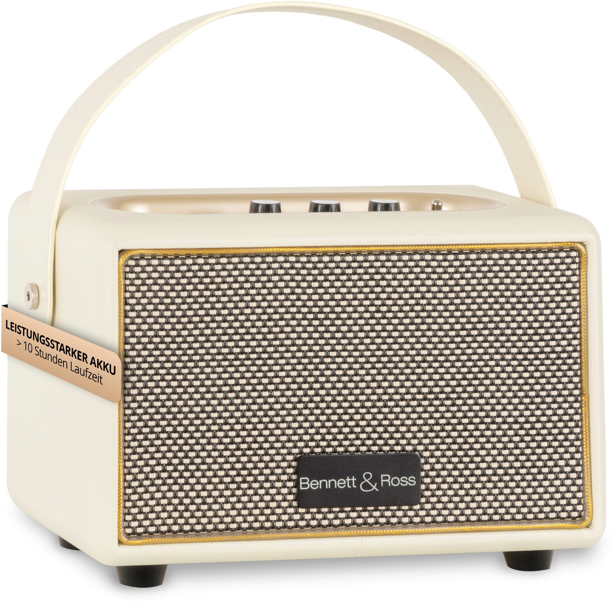 Bennett & Ross BB-820 Blackmore Junior Bluetooth-Lautsprecher (20 W, Retro Speaker in Lederoptik mit 5200 mAh Akku)