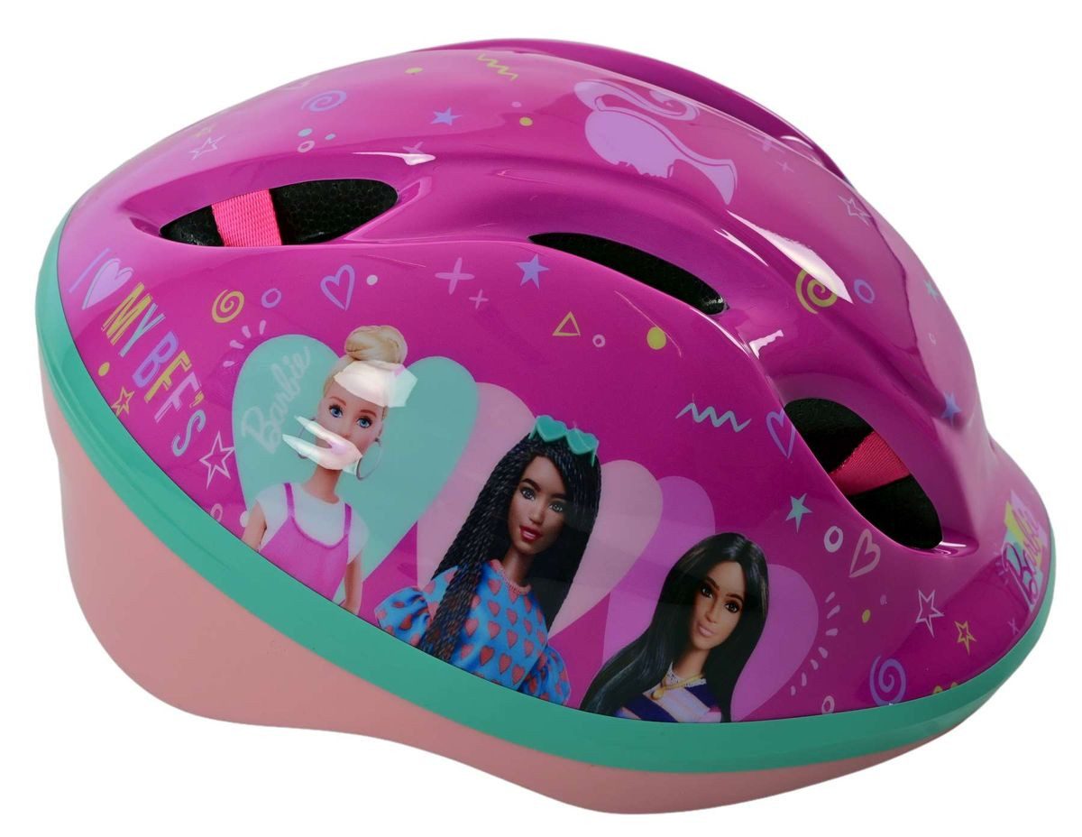 Volare Fahrradhelm Kinderhelm Kinder Schutzhelm Fahrrad Rad Helm Fahrradhelm Barbie 1172, Verstellbar Kinnriemen, Belüftungsöffnungen, Extra leicht, Gr.:52-56cm