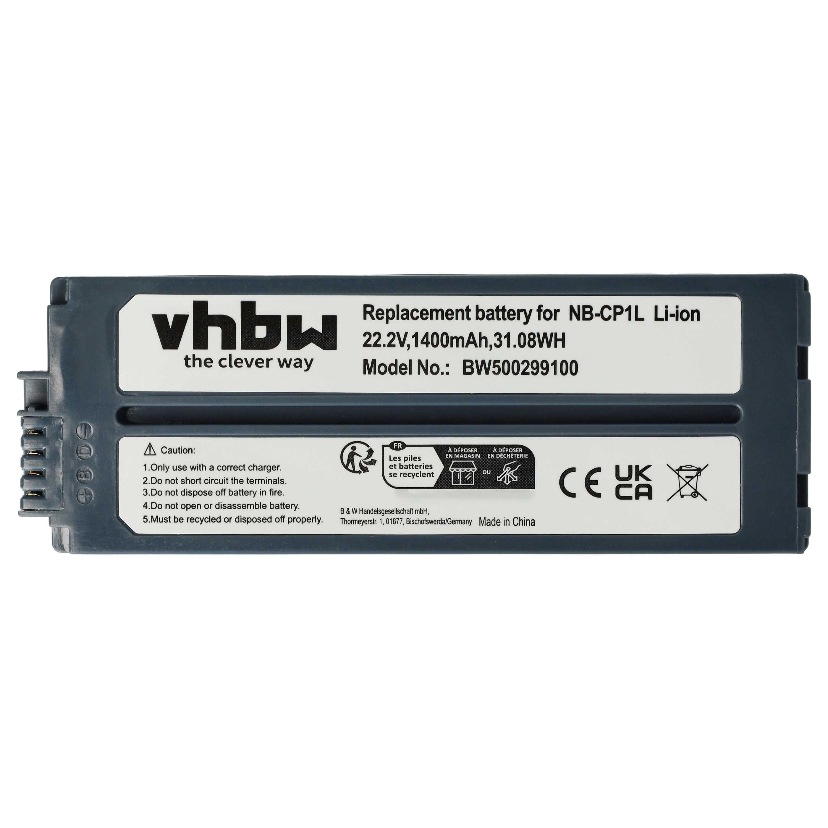 vhbw Akku passend für Canon Selphy CP-1200, CP-1000, CP-100, CP-1300, Akku Akku Li-Ion 1400 mAh (22,2 V, 1 St), Leistungsfähiger Austausch-Akku für Drucker, Fotodrucker