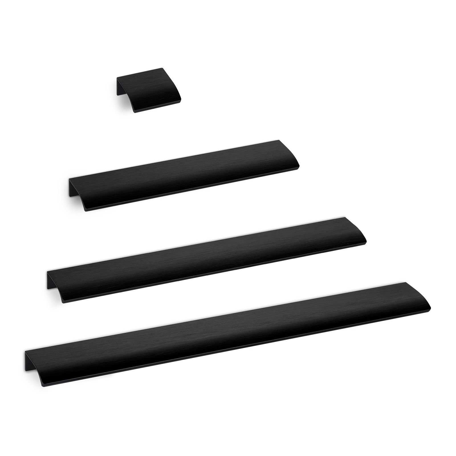 SO-TECH® Möbelgriff Griffleiste Blankett Alex, Aluminium gebürstet, L 4-35 cm, schwarz gebürstet, Länge 40 mm, inkl. Schrauben
