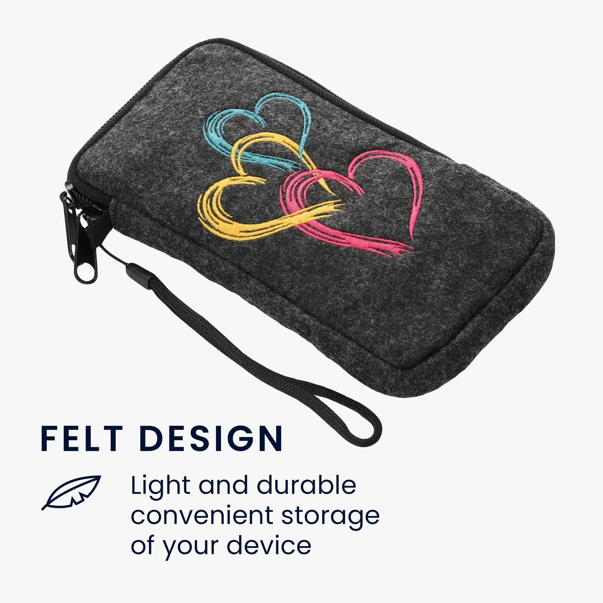 kwmobile Handytasche Handytasche für Smartphones XL - 6,7/6,8" (1-tlg), Handy Filztasche - 17,2 x 8,4 cm Innenmaße