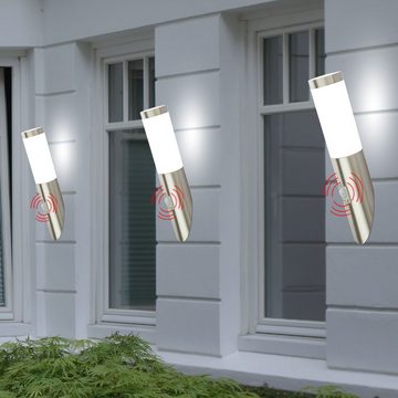 etc-shop Außen-Wandleuchte, Leuchtmittel nicht inklusive, 3er Set Wand Leuchten Außen Lampen Edelstahl Bewegungsmelder Garten