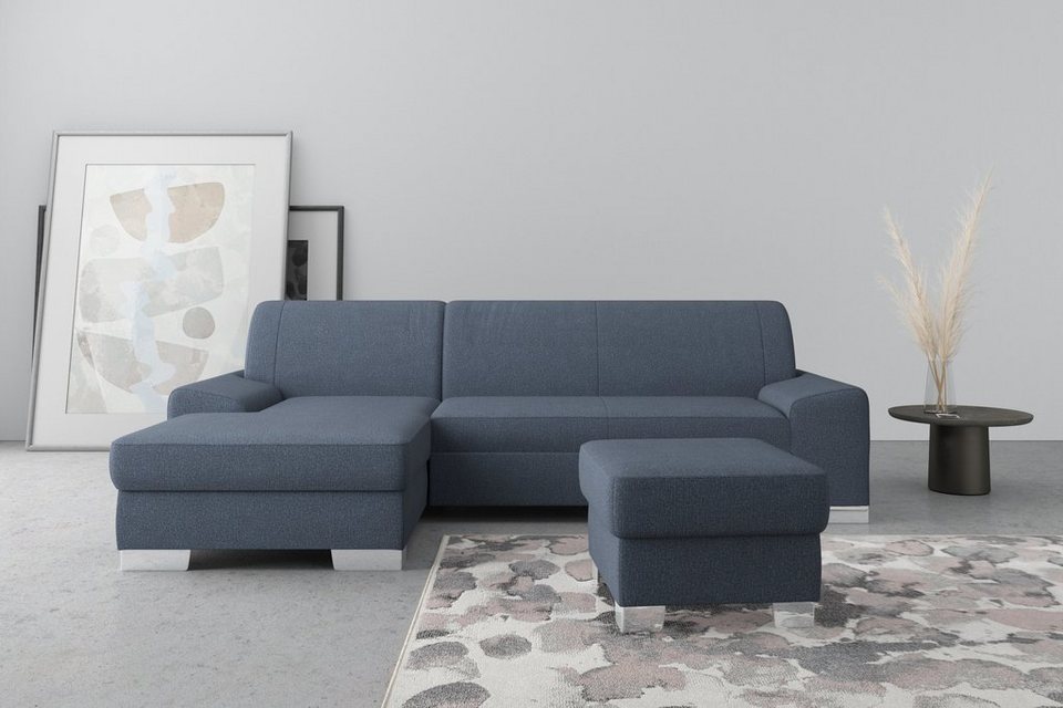 DOMO collection Ecksofa Anzio, wahlweise mit Bettfunktion und Federkern,  Recamiere links oder rechts bestellbar