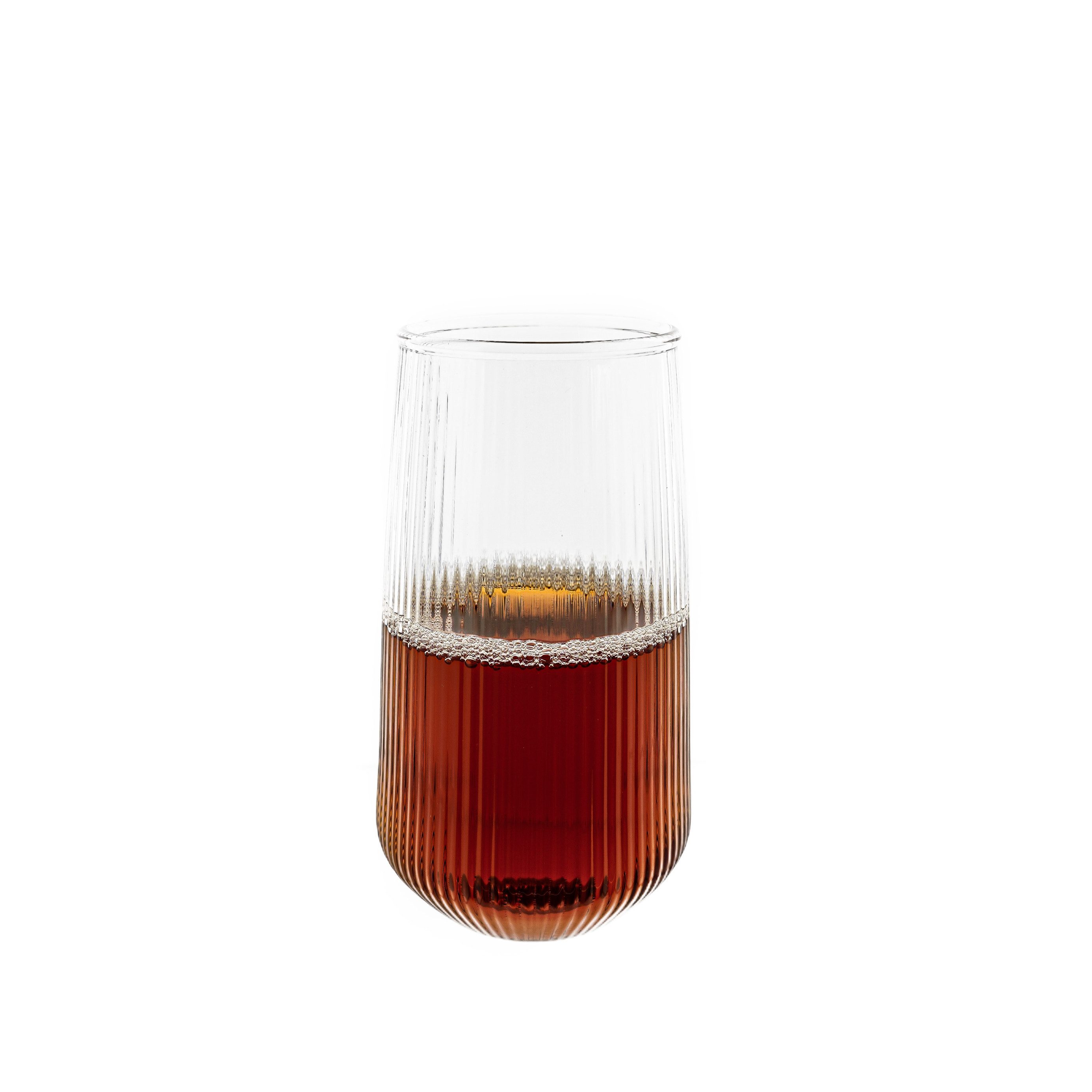 Glas Glas 2er Set Stripe Riffel Longdrink-Glas, Glas, Hitzebeständig 500ml